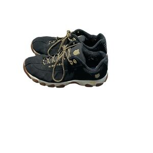 K-Swiss Black and Gold Athletic Shoes with Rugged Outsole